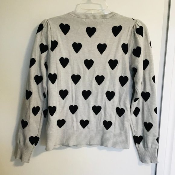 KAILY K Gray Viscose Blend Sweater with Heart Pattern - Picture 2 of 9